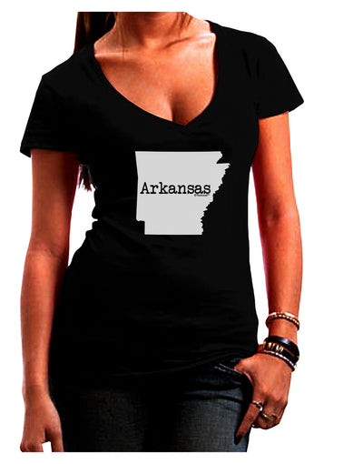 Arkansas - United States Shape Juniors V-Neck Dark T-Shirt by TooLoud-Womens V-Neck T-Shirts-TooLoud-Black-Juniors Fitted Small-Davson Sales