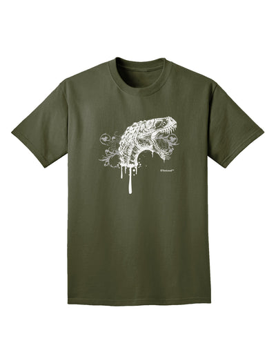 Artistic Ink Style Dinosaur Head Design Adult Dark T-Shirt by TooLoud-Mens T-Shirt-TooLoud-Military-Green-Small-Davson Sales