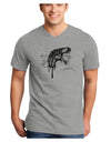 Artistic Ink Style Dinosaur Head Design Adult V-Neck T-shirt by TooLoud-Mens V-Neck T-Shirt-TooLoud-HeatherGray-Small-Davson Sales