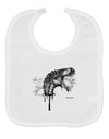 Artistic Ink Style Dinosaur Head Design Baby Bib by TooLoud