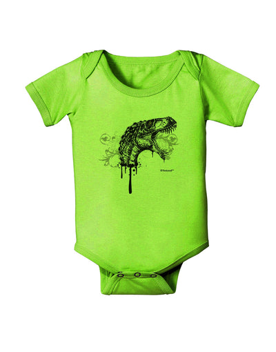 Artistic Ink Style Dinosaur Head Design Baby Romper Bodysuit by TooLoud-Baby Romper-TooLoud-Lime-Green-06-Months-Davson Sales