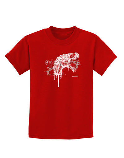 Artistic Ink Style Dinosaur Head Design Childrens Dark T-Shirt by TooLoud-Childrens T-Shirt-TooLoud-Red-X-Small-Davson Sales