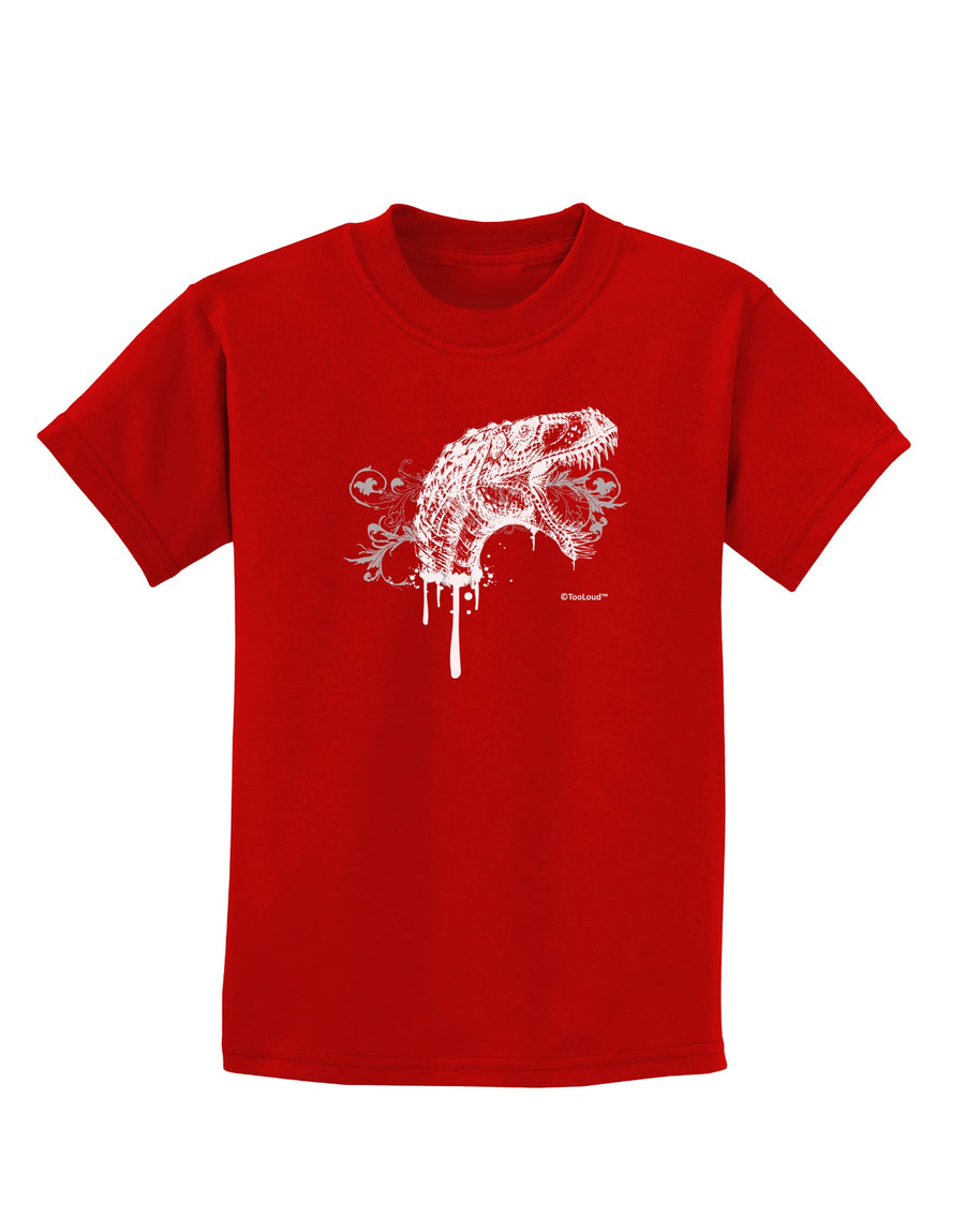 Artistic Ink Style Dinosaur Head Design Childrens Dark T-Shirt by TooLoud-Childrens T-Shirt-TooLoud-Black-X-Small-Davson Sales