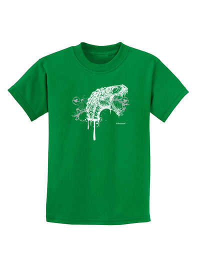 Artistic Ink Style Dinosaur Head Design Childrens Dark T-Shirt by TooLoud-Childrens T-Shirt-TooLoud-Kelly-Green-X-Small-Davson Sales