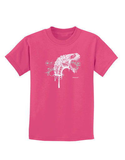 Artistic Ink Style Dinosaur Head Design Childrens Dark T-Shirt by TooLoud-Childrens T-Shirt-TooLoud-Sangria-X-Small-Davson Sales