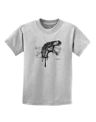 Artistic Ink Style Dinosaur Head Design Childrens T-Shirt by TooLoud-Childrens T-Shirt-TooLoud-AshGray-X-Small-Davson Sales