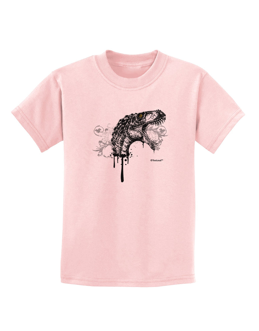 Artistic Ink Style Dinosaur Head Design Childrens T-Shirt by TooLoud-Childrens T-Shirt-TooLoud-White-X-Small-Davson Sales