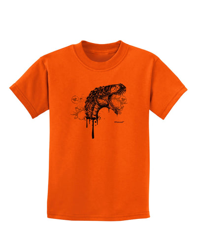 Artistic Ink Style Dinosaur Head Design Childrens T-Shirt by TooLoud-Childrens T-Shirt-TooLoud-Orange-X-Small-Davson Sales