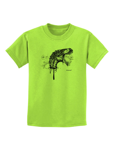 Artistic Ink Style Dinosaur Head Design Childrens T-Shirt by TooLoud-Childrens T-Shirt-TooLoud-Lime-Green-X-Small-Davson Sales