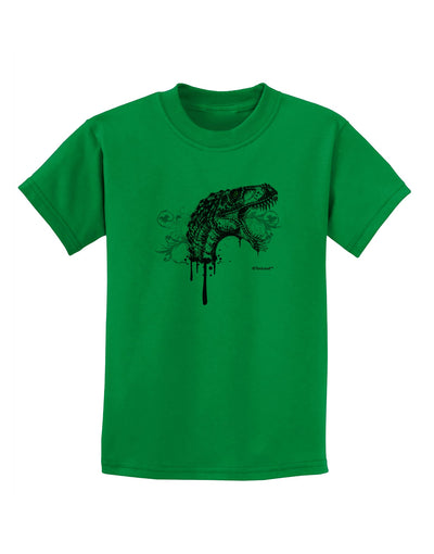 Artistic Ink Style Dinosaur Head Design Childrens T-Shirt by TooLoud-Childrens T-Shirt-TooLoud-Kelly-Green-X-Small-Davson Sales