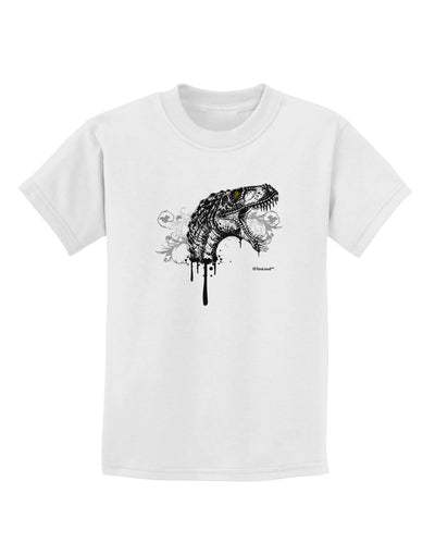 Artistic Ink Style Dinosaur Head Design Childrens T-Shirt by TooLoud-Childrens T-Shirt-TooLoud-White-X-Small-Davson Sales