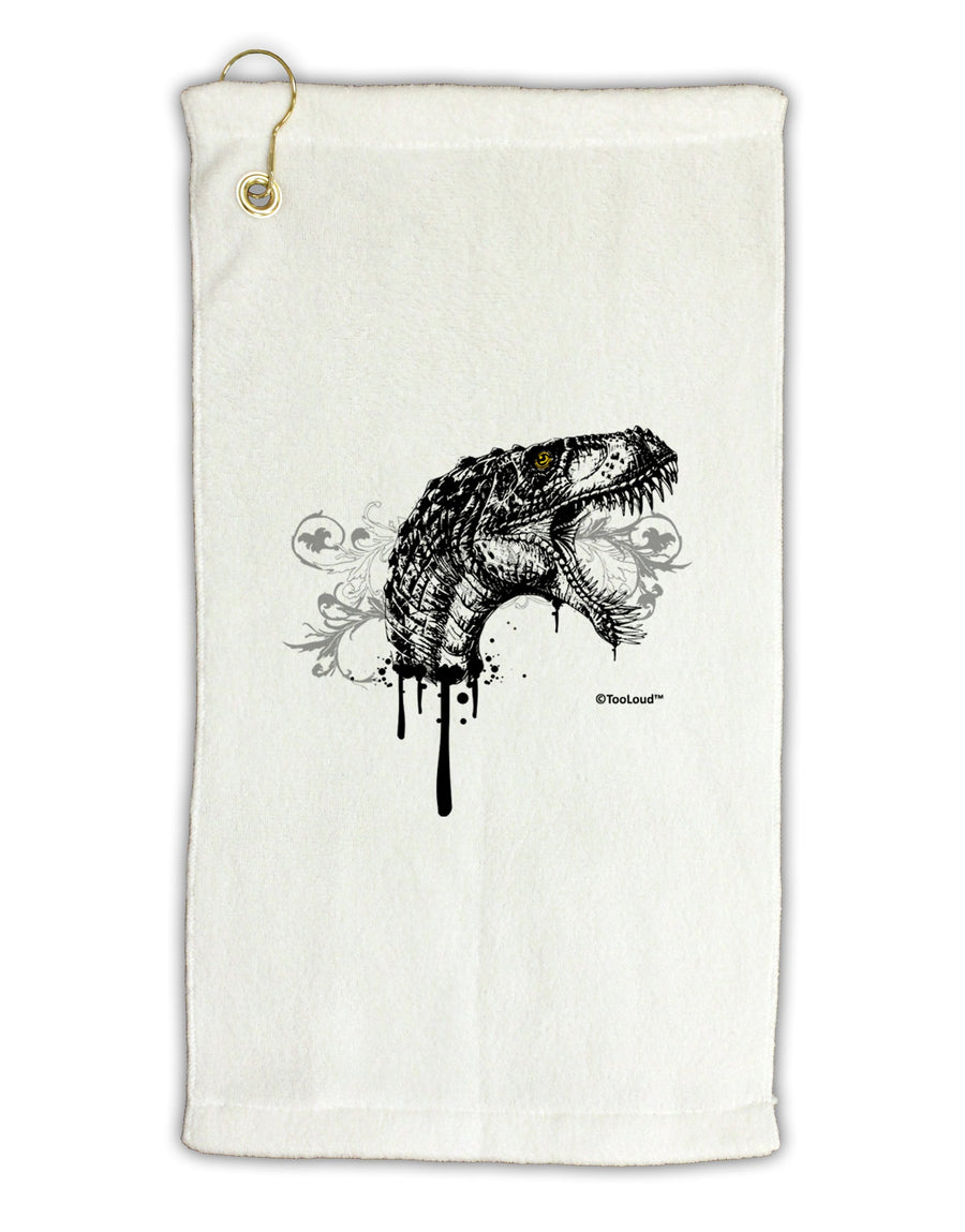 Artistic Ink Style Dinosaur Head Design Micro Terry Gromet Golf Towel 16 x 25 inch by TooLoud-Golf Towel-TooLoud-White-Davson Sales