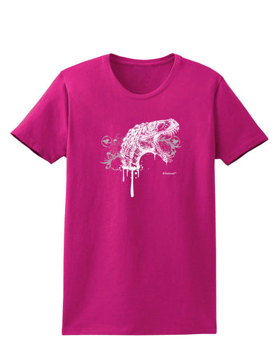 Artistic Ink Style Dinosaur Head Design Womens Dark T-Shirt by TooLoud-Womens T-Shirt-TooLoud-Hot-Pink-Small-Davson Sales