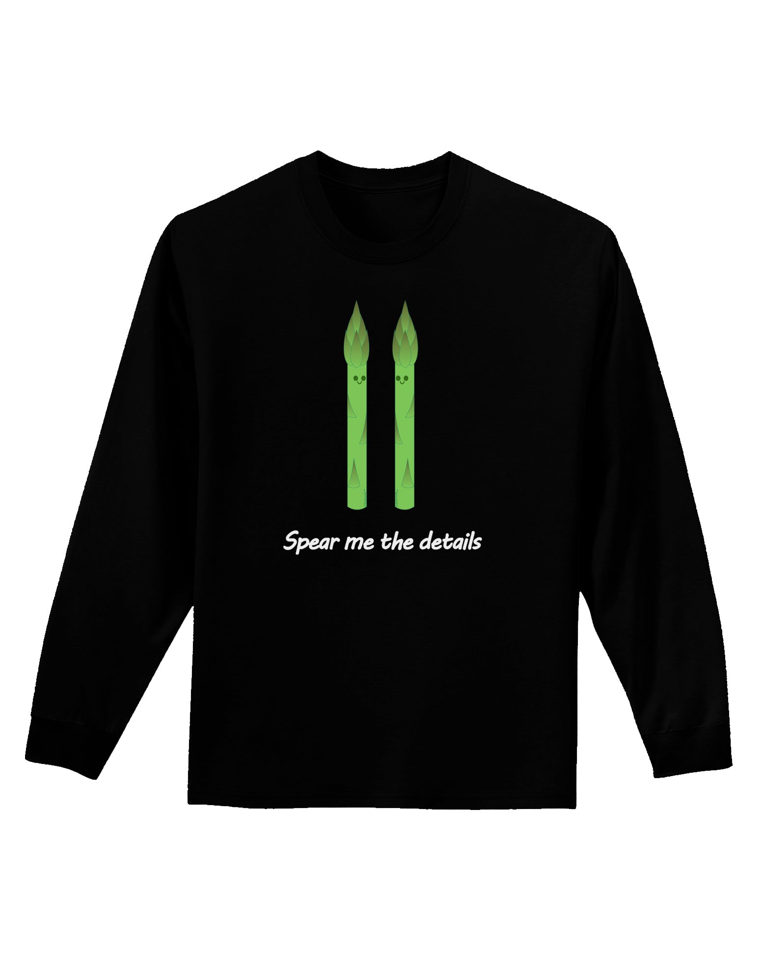 Asparagus - Spear Me the Details Adult Long Sleeve Dark T-Shirt-TooLoud-Black-Small-Davson Sales