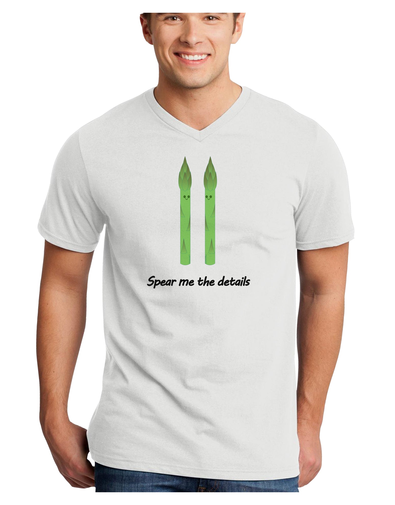 Asparagus - Spear Me the Details Adult V-Neck T-shirt-Mens V-Neck T-Shirt-TooLoud-White-Small-Davson Sales