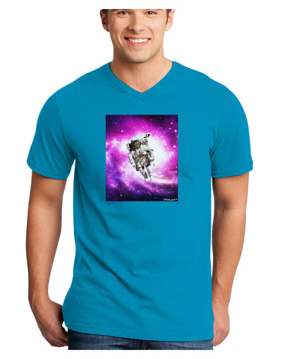 Astronaut Cat Adult Dark V-Neck T-Shirt-TooLoud-Turquoise-Small-Davson Sales