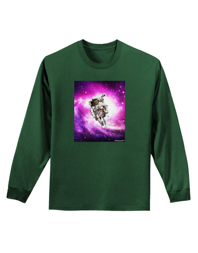Astronaut Cat Adult Long Sleeve Dark T-Shirt-TooLoud-Dark-Green-Small-Davson Sales