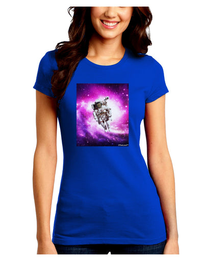 Astronaut Cat Juniors Petite Crew Dark T-Shirt