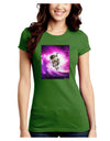 Astronaut Cat Juniors Petite Crew Dark T-Shirt