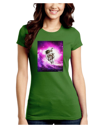 Astronaut Cat Juniors Petite Crew Dark T-Shirt-T-Shirts Juniors Tops-TooLoud-Kiwi-Green-Juniors Fitted Small-Davson Sales