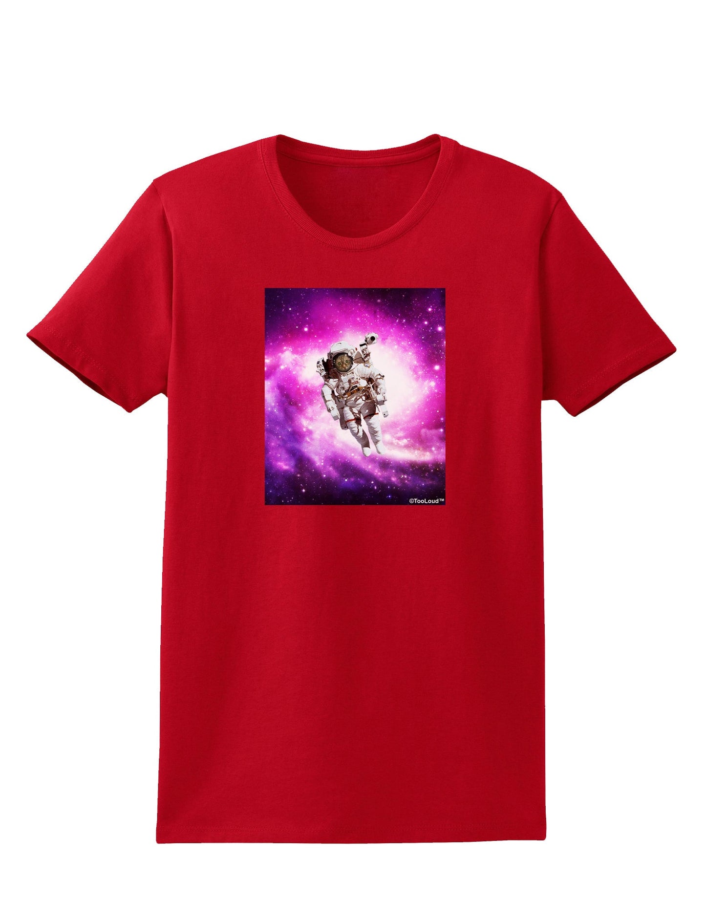 Astronaut Cat Womens Dark T-Shirt-TooLoud-Red-X-Small-Davson Sales
