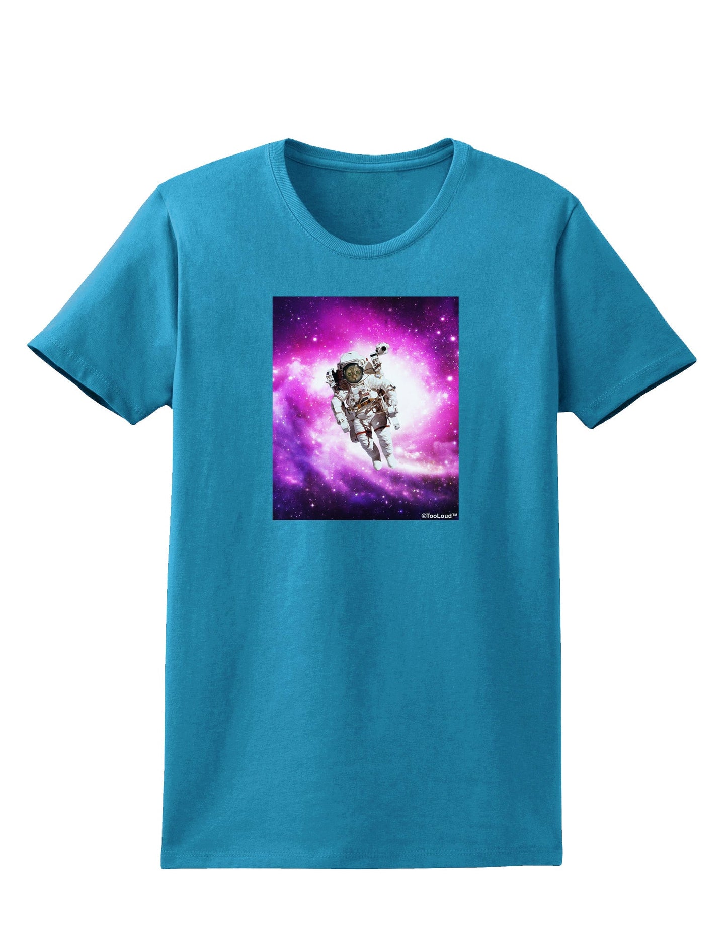 Astronaut Cat Womens Dark T-Shirt-TooLoud-Turquoise-X-Small-Davson Sales