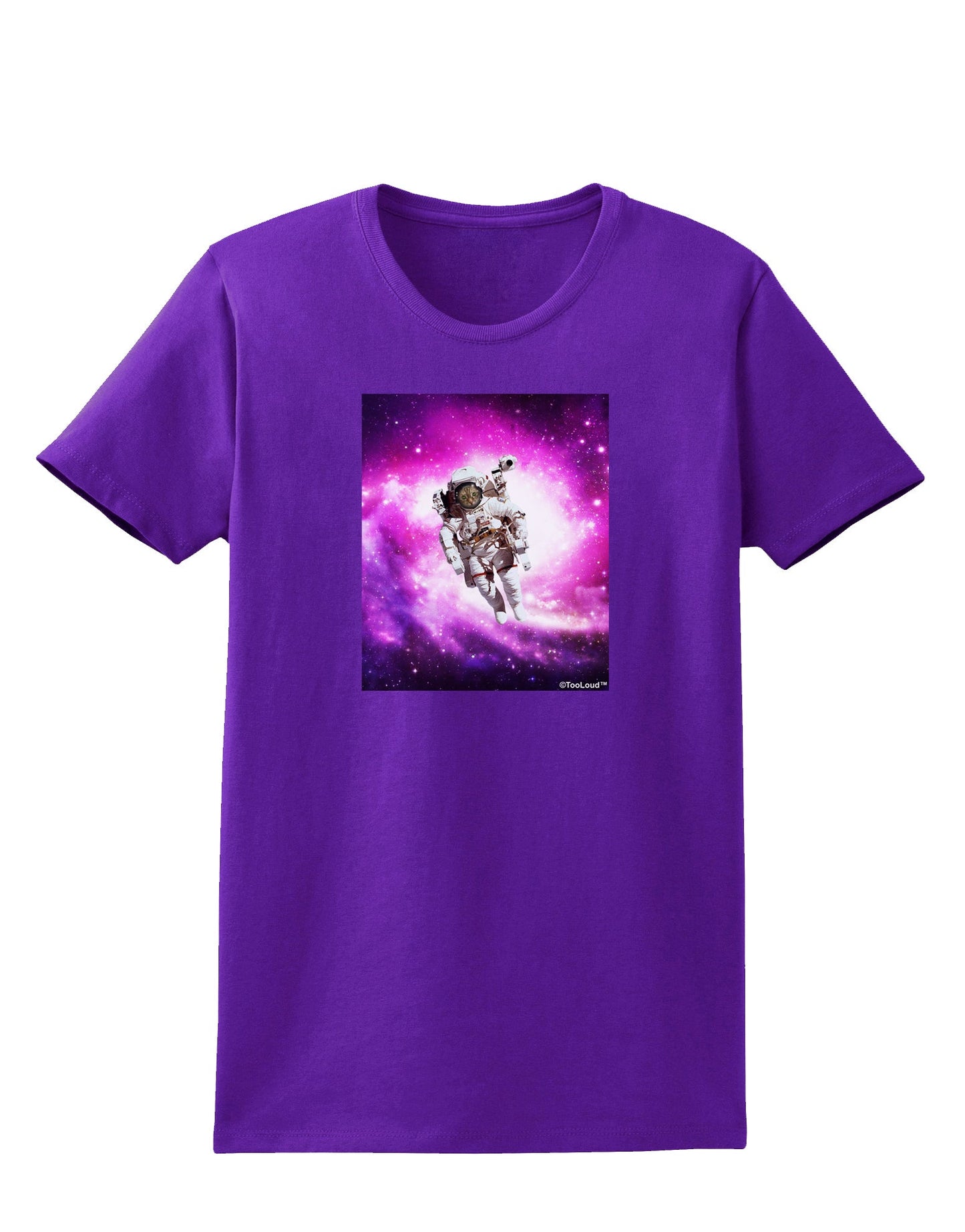 Astronaut Cat Womens Dark T-Shirt-TooLoud-Purple-X-Small-Davson Sales