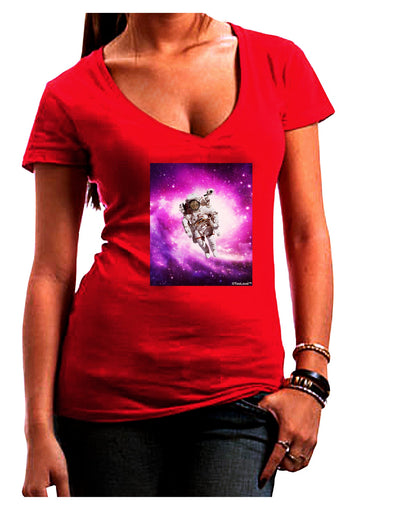 Astronaut Cat Womens V-Neck Dark T-Shirt-Womens V-Neck T-Shirts-TooLoud-Red-Juniors Fitted Small-Davson Sales