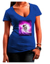 Astronaut Cat Womens V-Neck Dark T-Shirt-Womens V-Neck T-Shirts-TooLoud-Royal-Blue-Juniors Fitted Small-Davson Sales