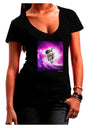 Astronaut Cat Womens V-Neck Dark T-Shirt-Womens V-Neck T-Shirts-TooLoud-Black-Juniors Fitted Small-Davson Sales