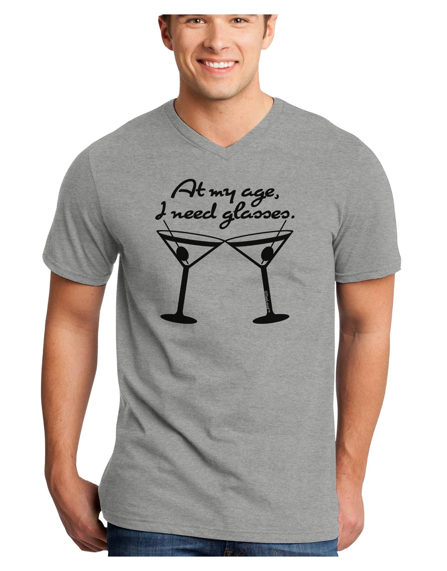 At My Age I Need Glasses - Martini Adult V-Neck T-shirt by TooLoud-Mens V-Neck T-Shirt-TooLoud-White-Small-Davson Sales