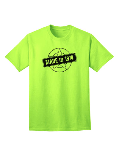 Authentic 1974 Vintage-Inspired Adult T-Shirt - Proudly Made in Your Birth Year-Mens T-shirts-TooLoud-Neon-Green-Small-Davson Sales