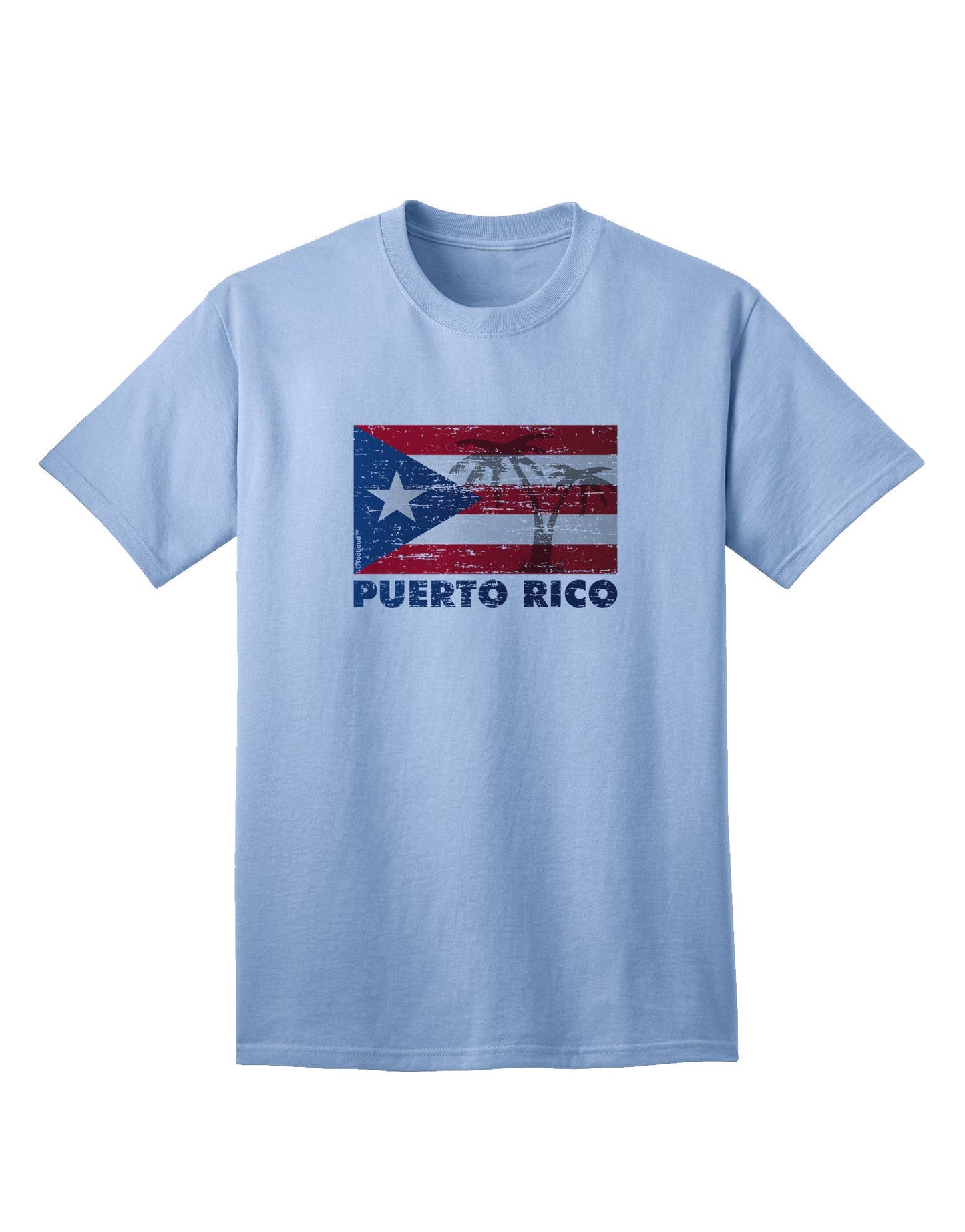 Authentic Distressed Puerto Rico Flag - Premium Adult T-Shirt Collection-Mens T-shirts-TooLoud-Light-Blue-Small-Davson Sales