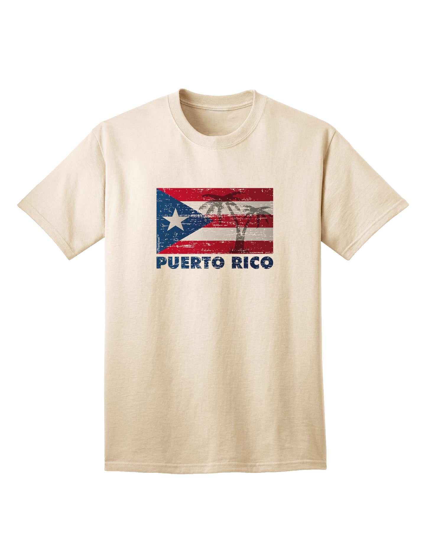 Authentic Distressed Puerto Rico Flag - Premium Adult T-Shirt Collection-Mens T-shirts-TooLoud-Natural-Small-Davson Sales
