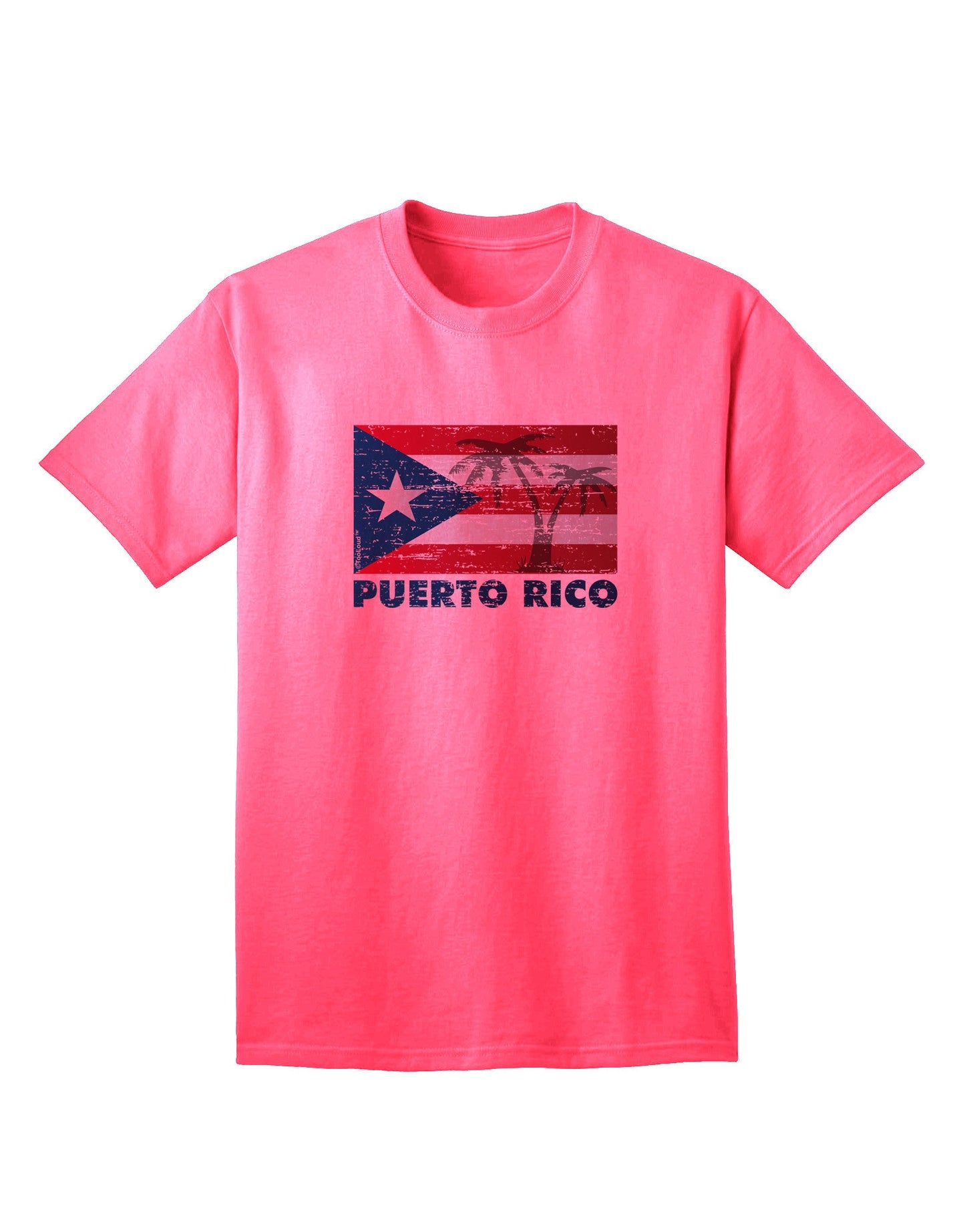 Authentic Distressed Puerto Rico Flag - Premium Adult T-Shirt Collection-Mens T-shirts-TooLoud-Neon-Pink-Small-Davson Sales