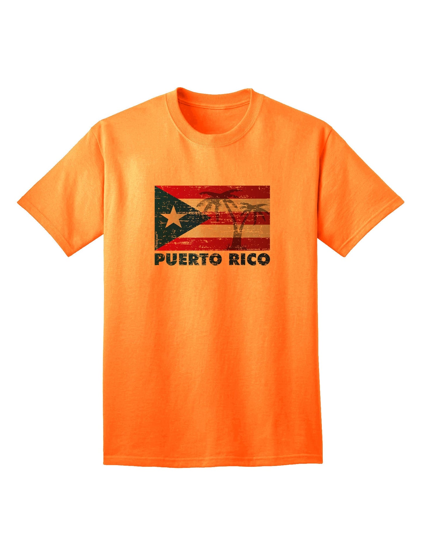 Authentic Distressed Puerto Rico Flag - Premium Adult T-Shirt Collection-Mens T-shirts-TooLoud-Neon-Orange-Small-Davson Sales