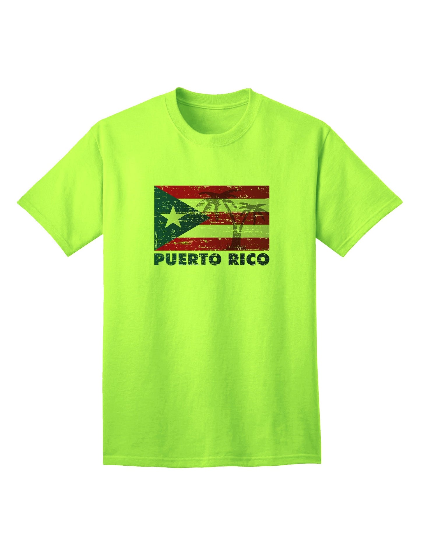 Authentic Distressed Puerto Rico Flag - Premium Adult T-Shirt Collection-Mens T-shirts-TooLoud-Neon-Green-Small-Davson Sales