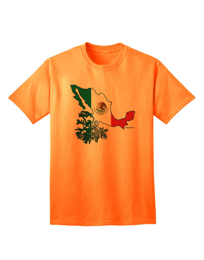 Authentic Mexican Heritage: Mexico Outline Mexican Flag Adult T-Shirt by TooLoud-Mens T-shirts-TooLoud-Neon-Orange-Small-Davson Sales