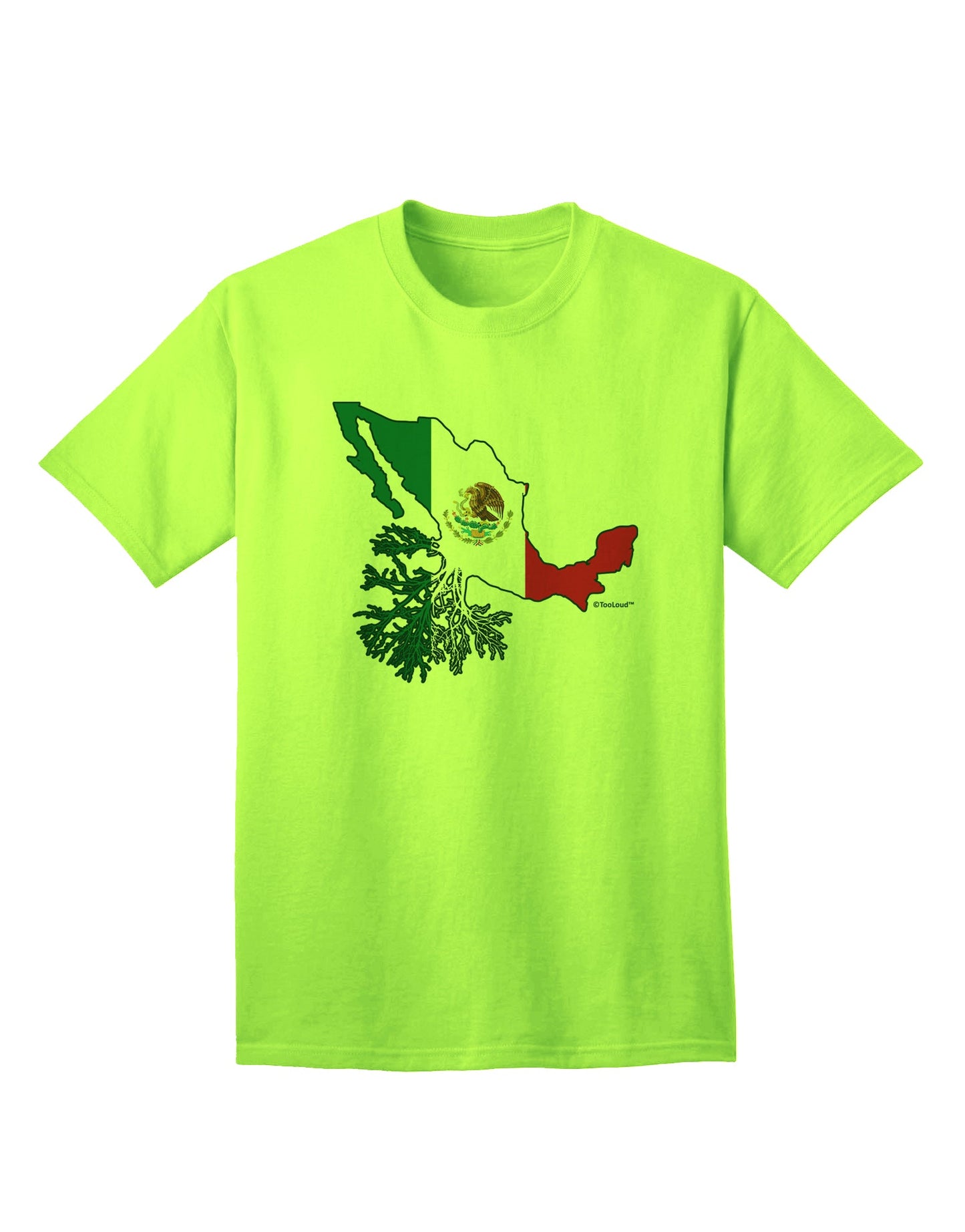 Authentic Mexican Heritage: Mexico Outline Mexican Flag Adult T-Shirt by TooLoud-Mens T-shirts-TooLoud-Neon-Green-Small-Davson Sales