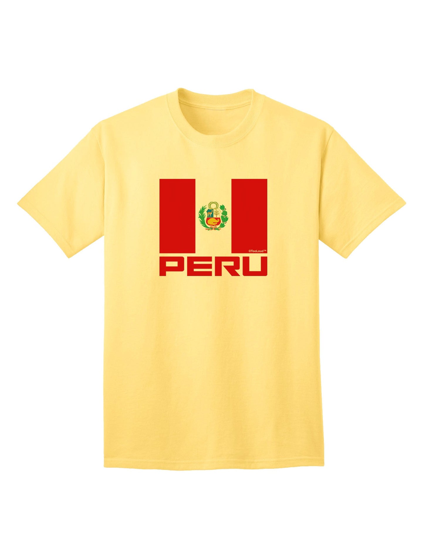 Authentic Peru Flag Adult T-Shirt - Premium Quality-Mens T-shirts-TooLoud-Yellow-Small-Davson Sales