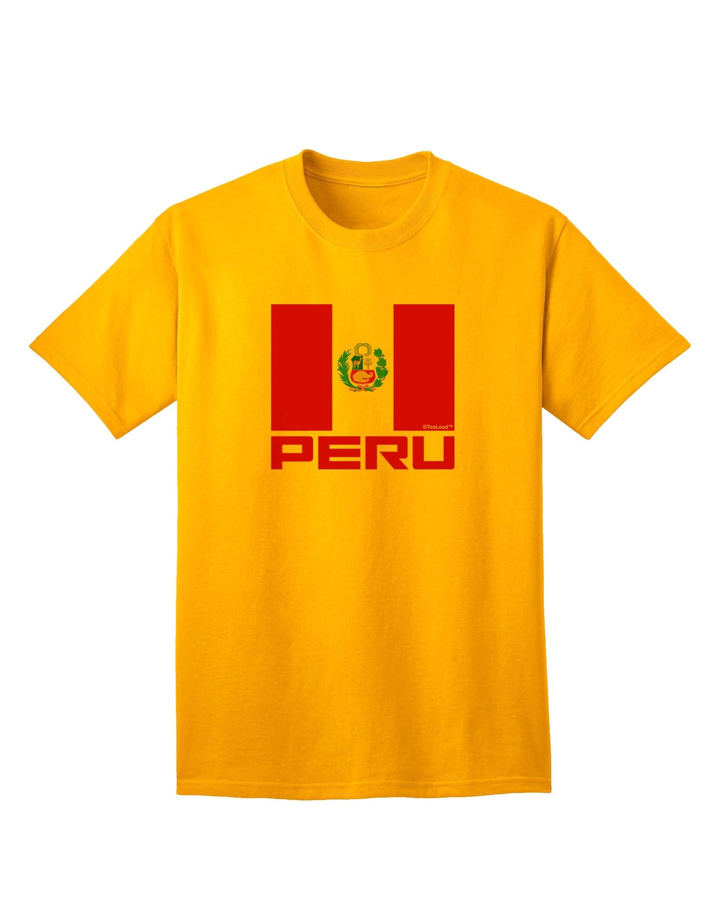Authentic Peru Flag Adult T-Shirt - Premium Quality-Mens T-shirts-TooLoud-Gold-Small-Davson Sales