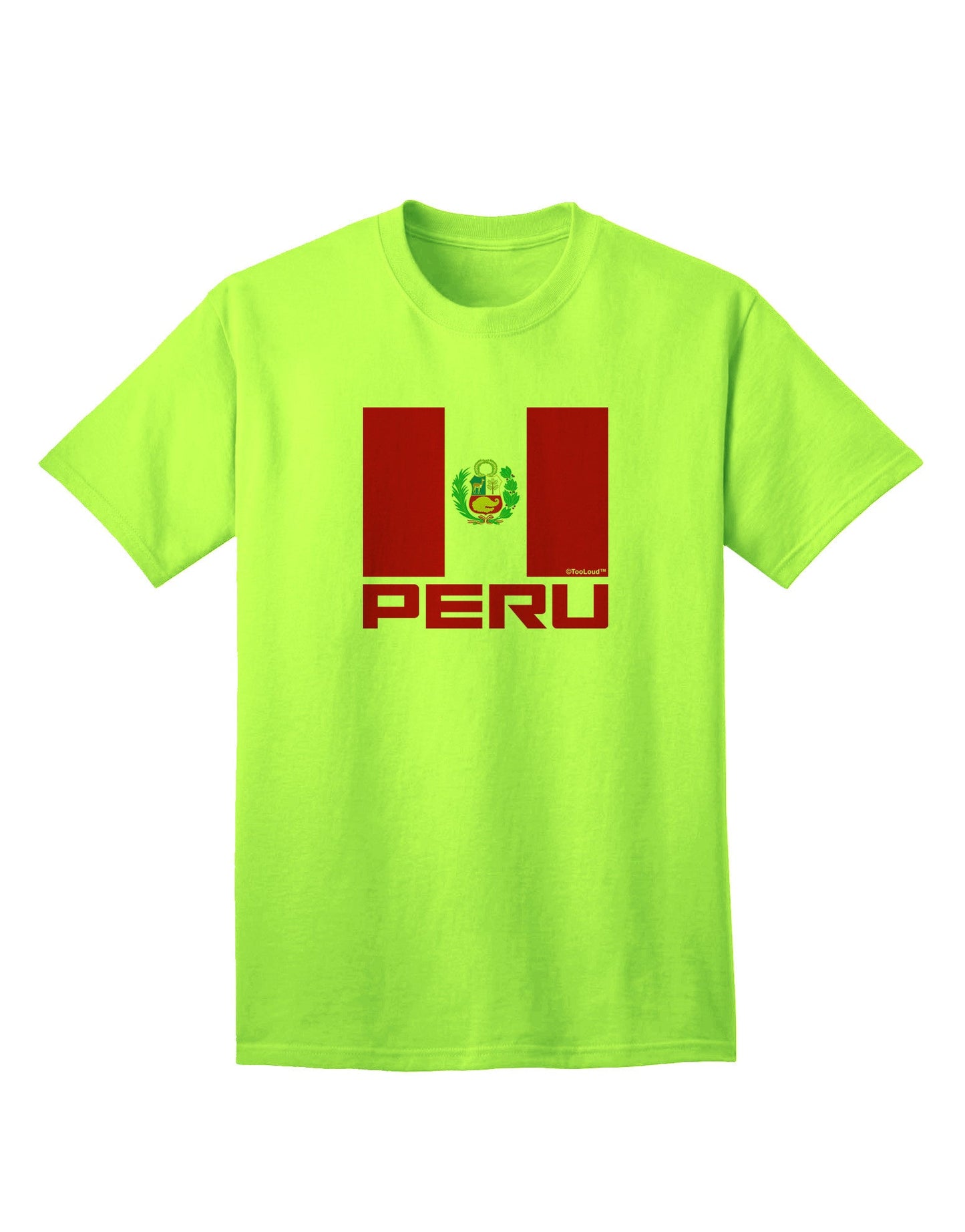 Authentic Peru Flag Adult T-Shirt - Premium Quality-Mens T-shirts-TooLoud-Neon-Green-Small-Davson Sales