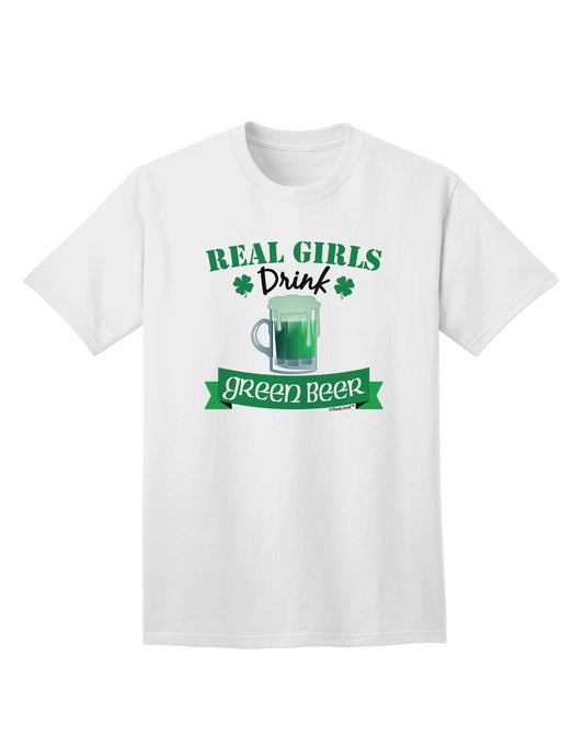 Authentic 'Real Girls Drink Green Beer' Adult T-Shirt - Perfect for Casual Wear & Celebrations-Mens T-shirts-TooLoud-White-Small-Davson Sales
