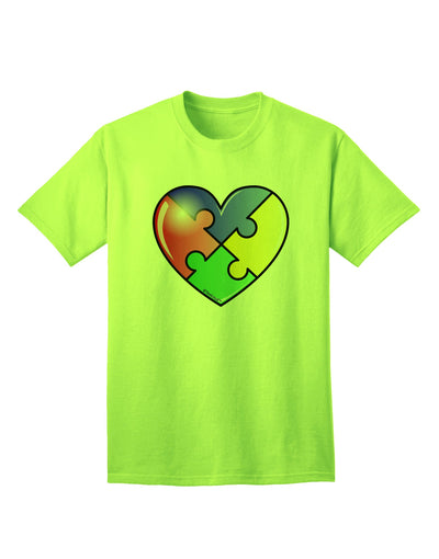 Autism Awareness Adult T-Shirt: Big Puzzle Heart Design by TooLoud-Mens T-shirts-TooLoud-Neon-Green-Small-Davson Sales