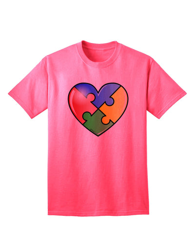 Autism Awareness Adult T-Shirt: Big Puzzle Heart Design by TooLoud-Mens T-shirts-TooLoud-Neon-Pink-Small-Davson Sales