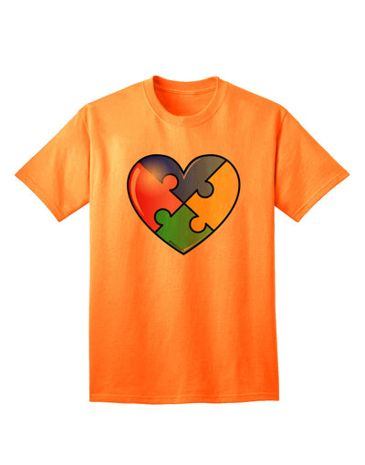 Autism Awareness Adult T-Shirt: Big Puzzle Heart Design by TooLoud-Mens T-shirts-TooLoud-Neon-Orange-Small-Davson Sales