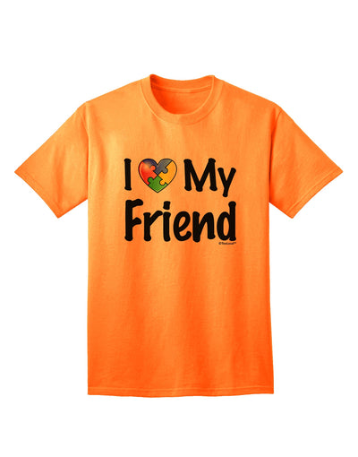 Autism Awareness Adult T-Shirt - Show Your Support with the I Heart My Friend Collection by TooLoud-Mens T-shirts-TooLoud-Neon-Orange-Small-Davson Sales