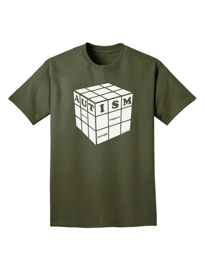 Autism Awareness - Cube B & W Adult Dark T-Shirt-Mens T-Shirt-TooLoud-Military-Green-Small-Davson Sales
