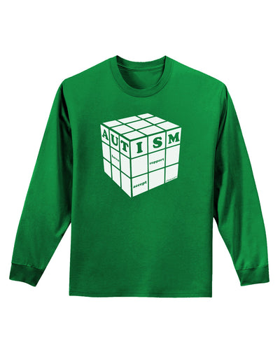 Autism Awareness - Cube B & W Adult Long Sleeve Dark T-Shirt-TooLoud-Kelly-Green-Small-Davson Sales