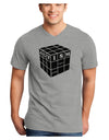 Autism Awareness - Cube B & W Adult V-Neck T-shirt-Mens V-Neck T-Shirt-TooLoud-HeatherGray-Small-Davson Sales